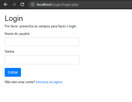 Tela de login do sistema